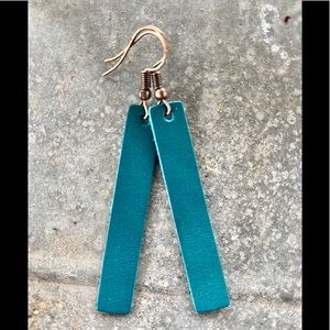 leather earrings. Bar Southwestern turquoise